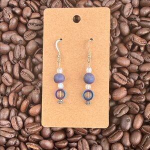 Handmade Purple Bead Drop Earrings by